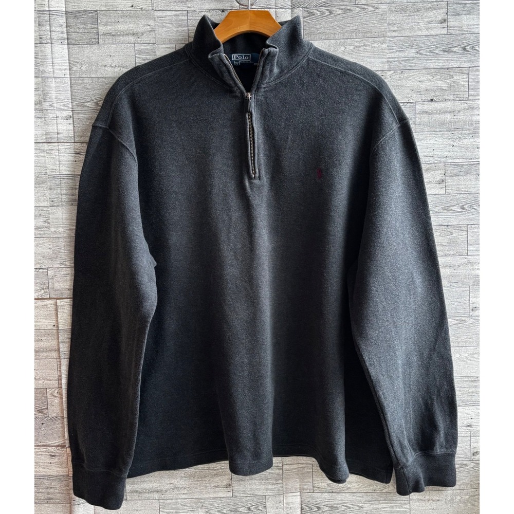 Polo Ralph Lauren sweater Mens XXL Gray Quarter Zip Pull Over - Picture 1 of 7